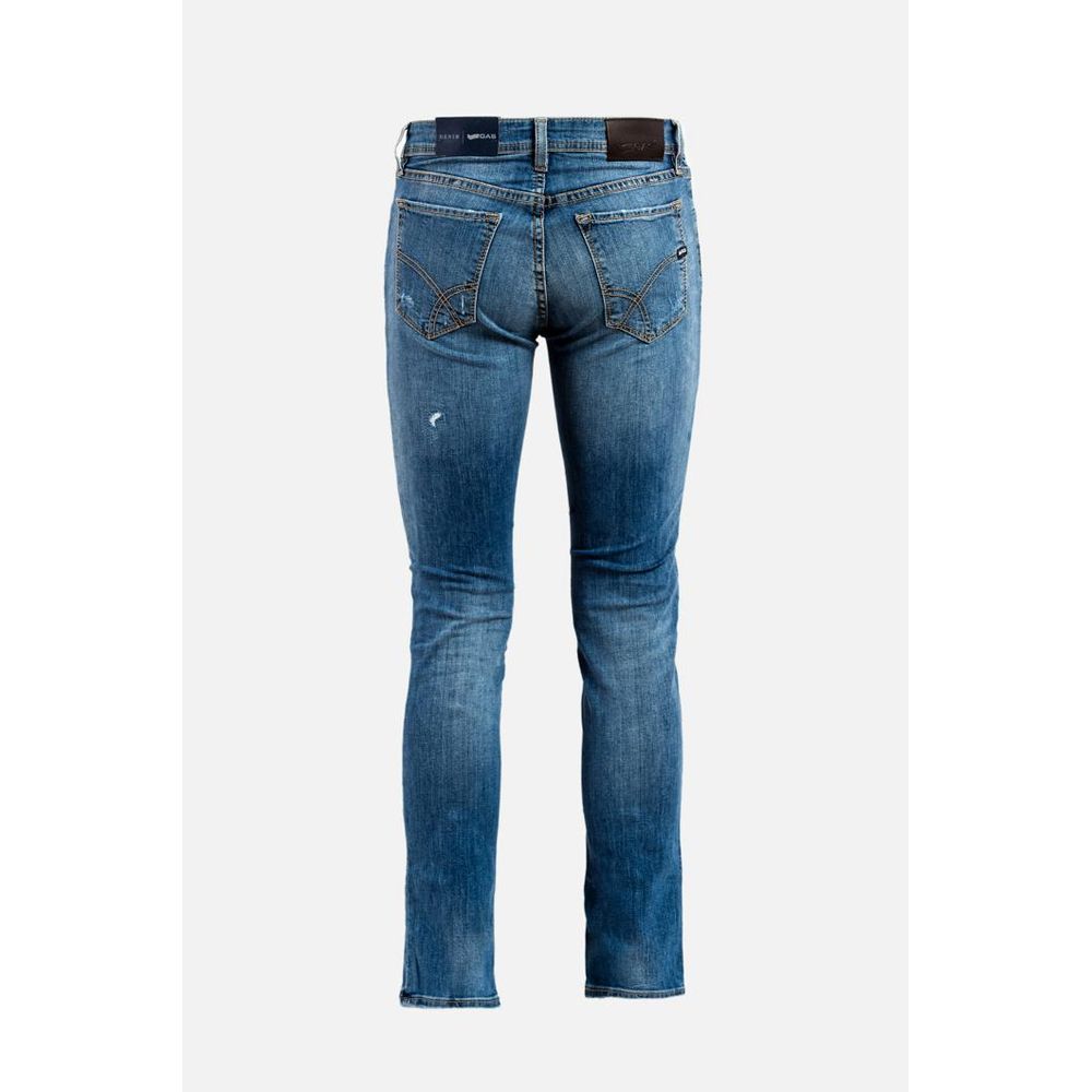 Gas Blue Cotton Straight-Leg Jeans