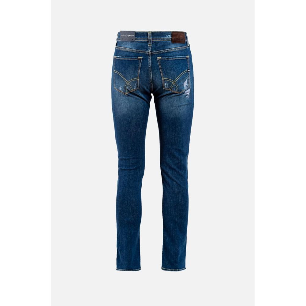 Gas Blue Cotton Slim Fit Jeans