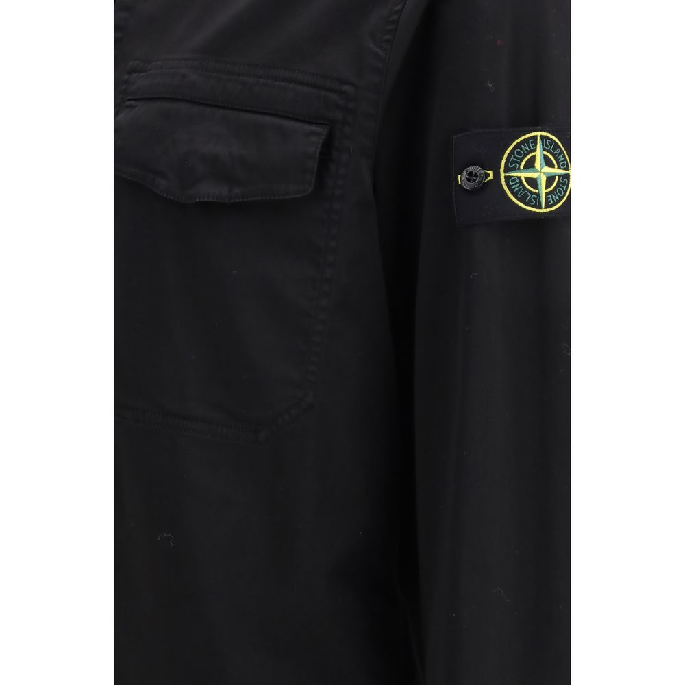Stone Island Black Cotton Jackets And Coat