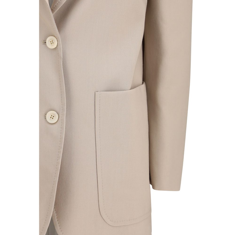 Max Mara enkeltradet blazer i uldblanding – beige