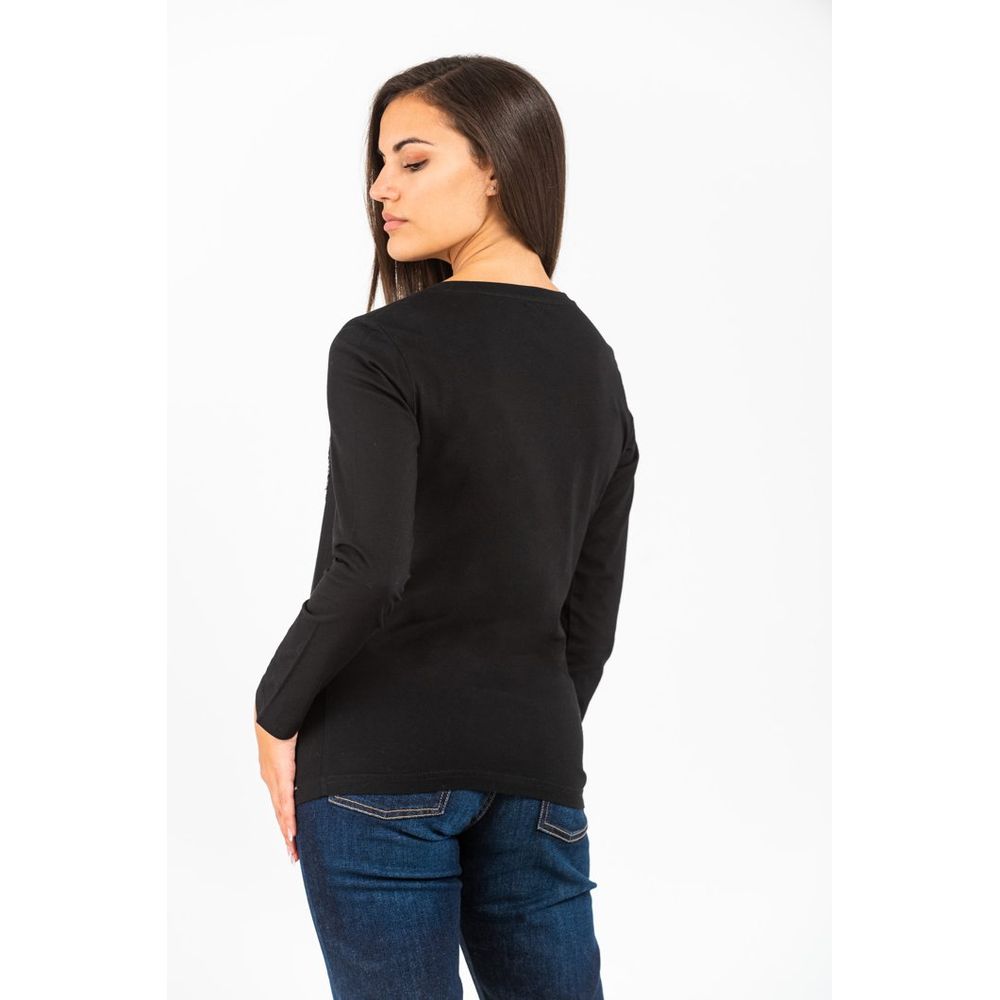 Gas langærmet T-shirt i bomuld – sort
