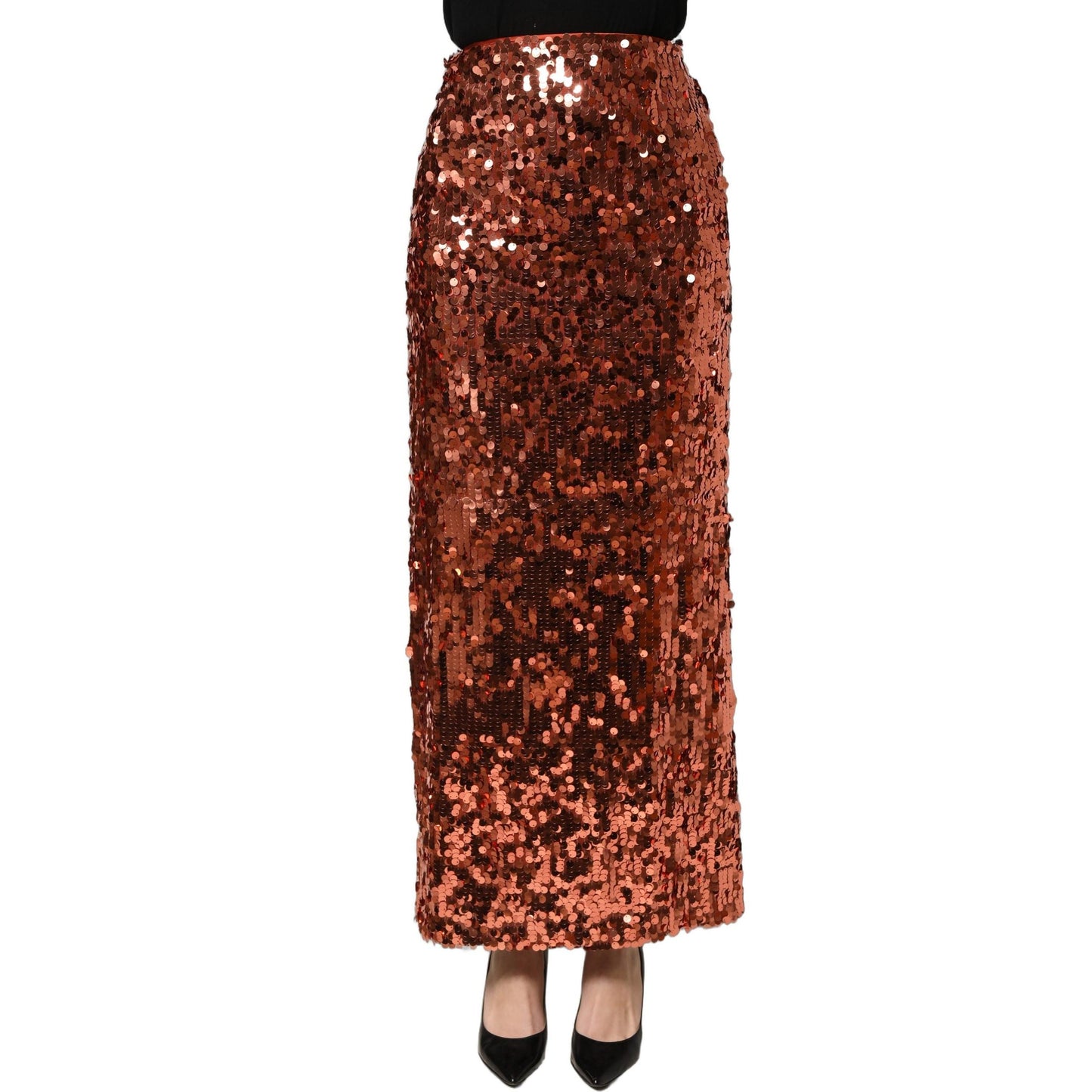 Dolce & Gabbana Bronze Sequin HighWaist PencilCut Midi Skirt