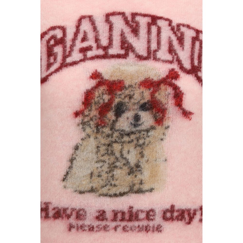 Ganni grafisk strik-T-shirt i alpakauld – multifarvet