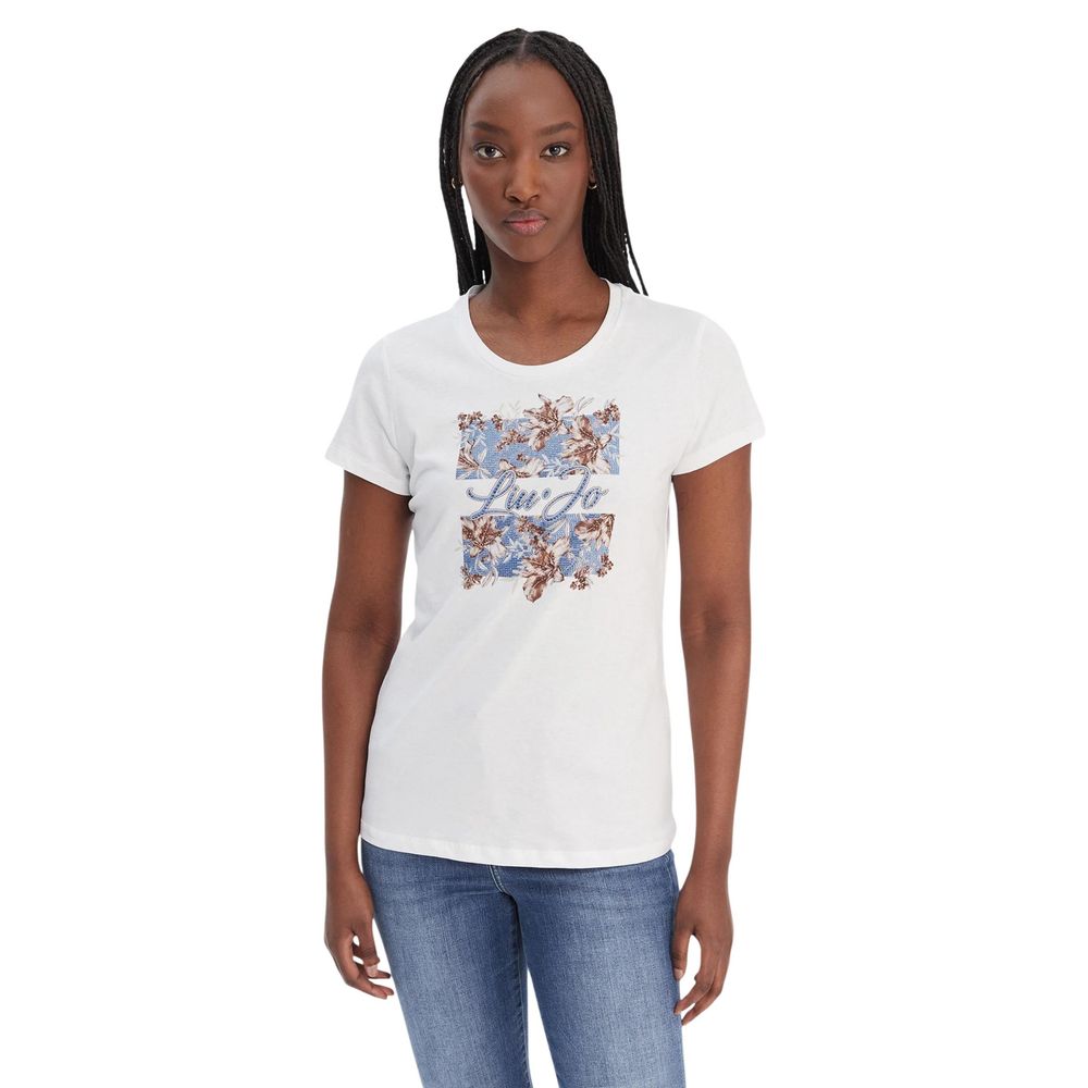 Liu Jo WA6493 JS923 T-shirt med blomsterprint – hvid