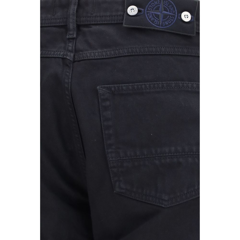 Stone Island sorte bomuldsjeans med lige ben