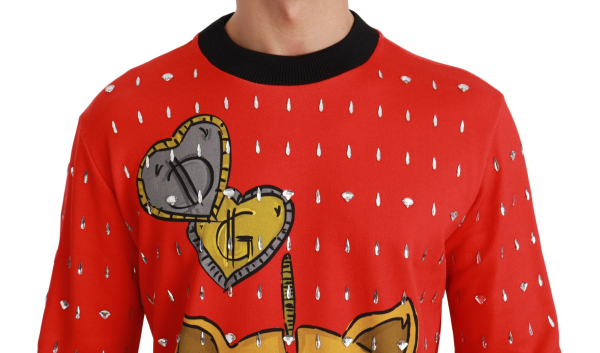 Dolce & Gabbana Year of the Pig sweater med krystaller – rød
