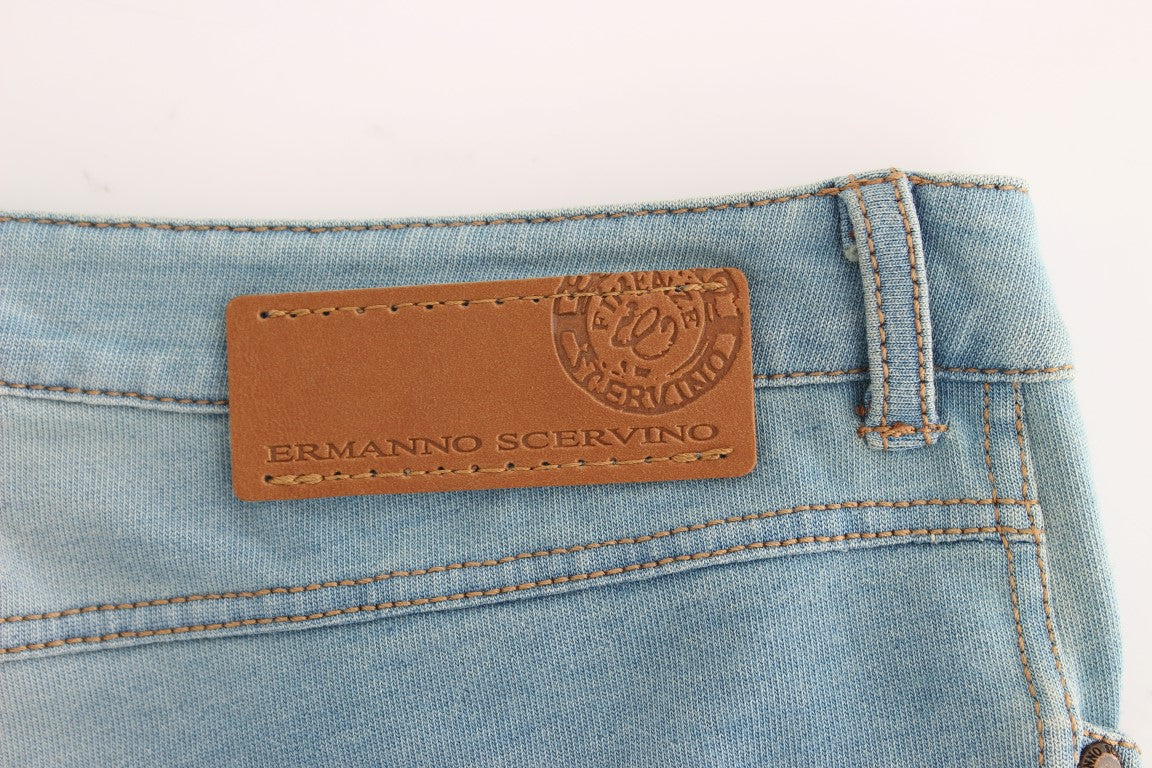Ermanno Scervino lyseblå caprijeans i bomuldmix