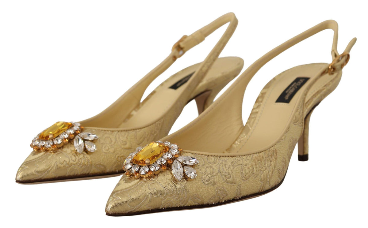 Dolce & Gabbana slingback-pumps med krystaller – guld