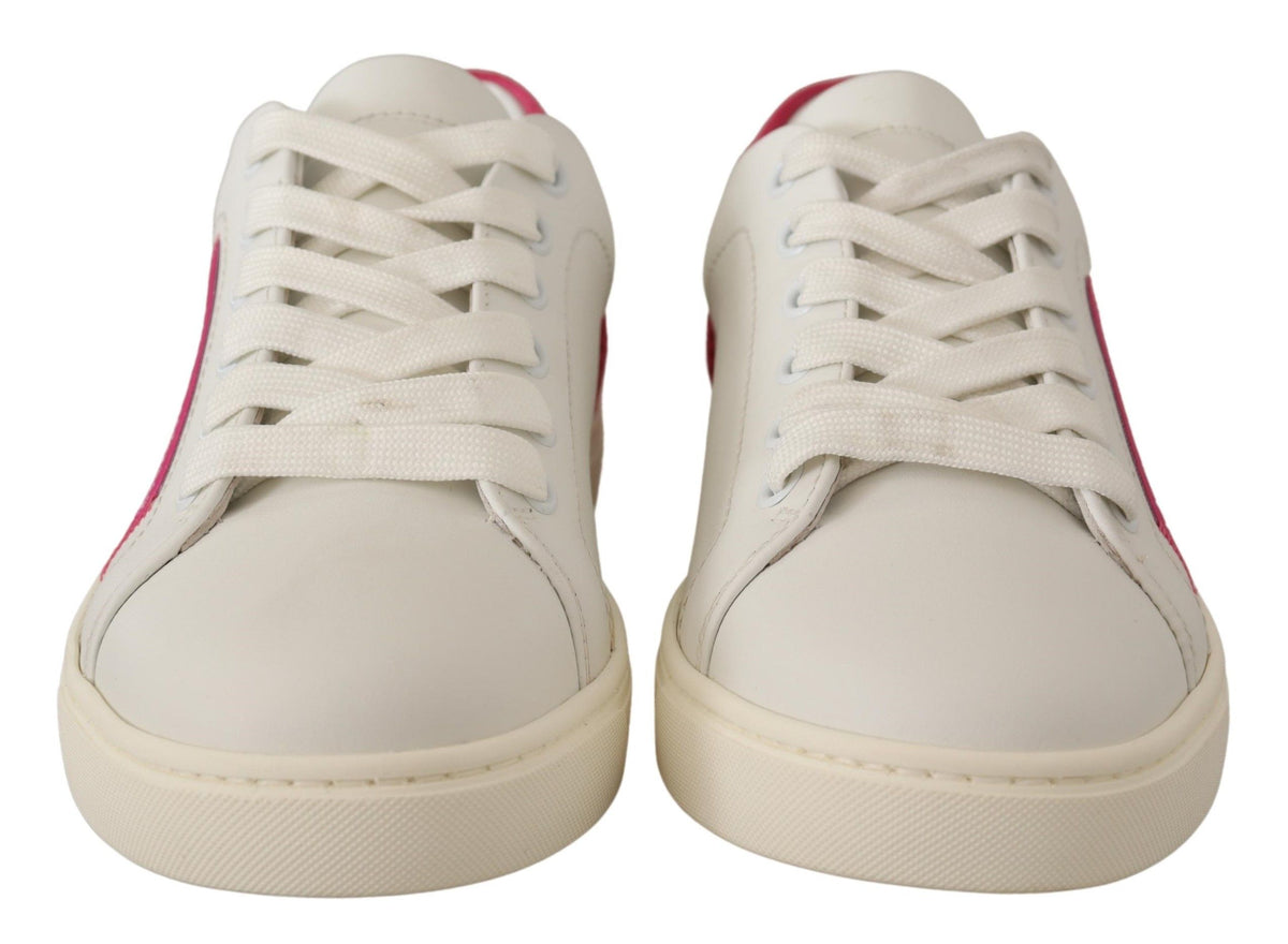 Dolce & Gabbana sneakers til kvinder i læder – hvid/lyserød