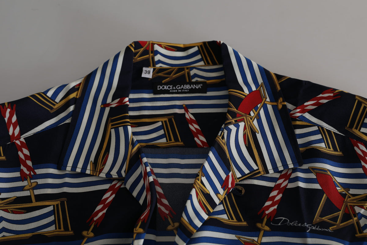 Dolce & Gabbana multifarvet silkeskjorte med korte ærmer