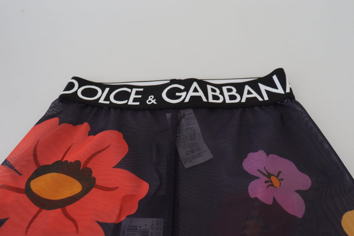 Sorte Dolce & Gabbana leggings i PA og elastan med blomsterprint