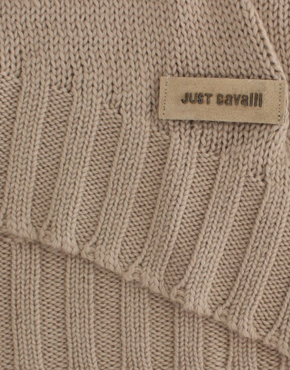 Beige strikket Class Roberto Cavalli sweater i uld og akryl