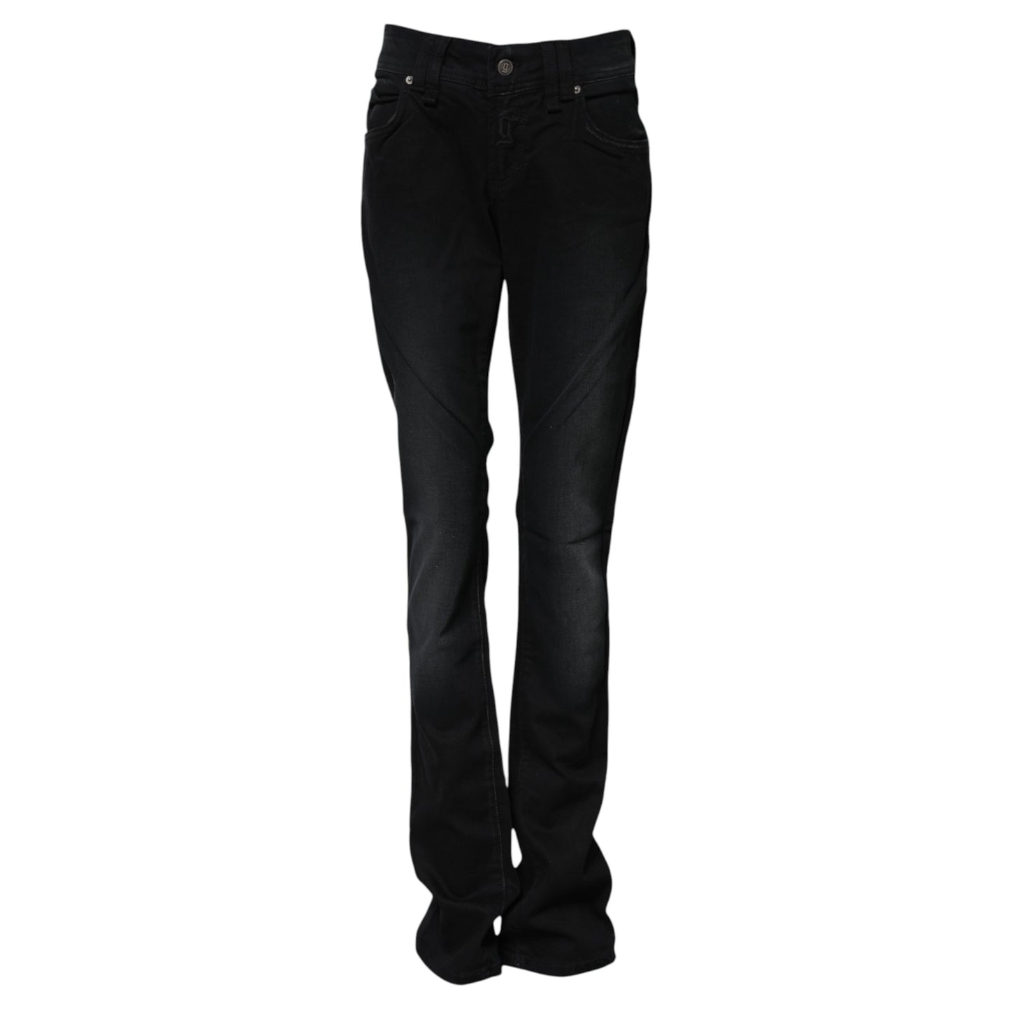 John Galliano Black Cotton Mid Waist Tapered Denim Jeans
