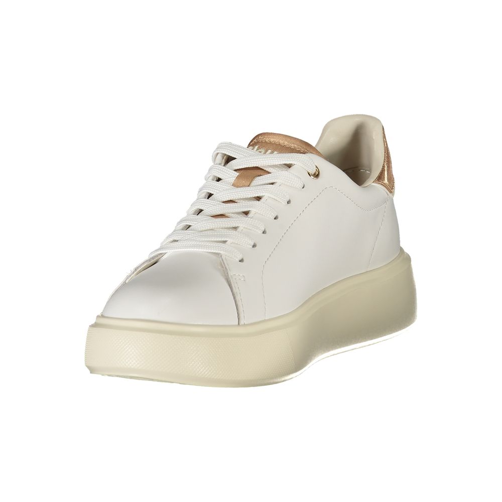 Blauer sneakers til kvinder med bronzedetaljer – hvid