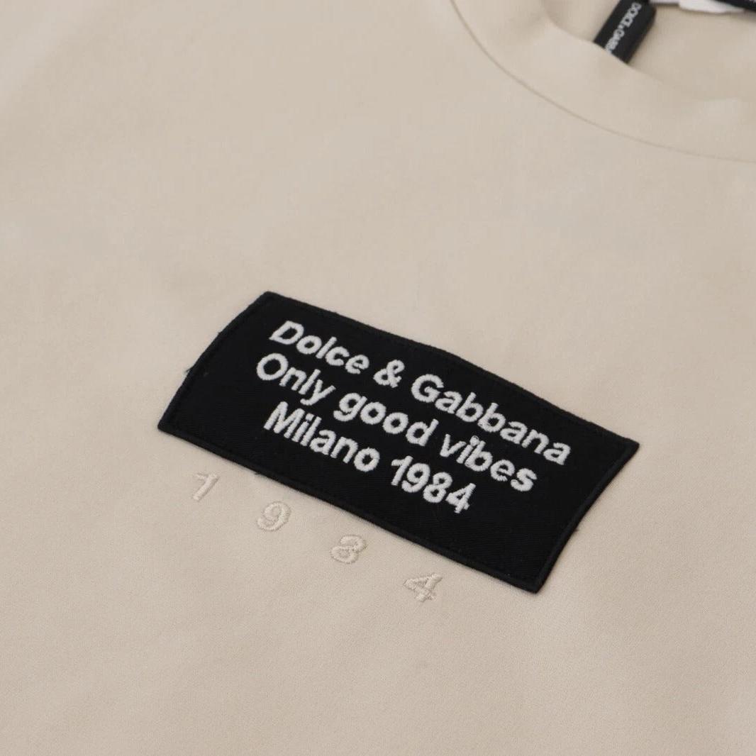 Dolce & Gabbana Ivory Cotton Ivory Printed Crewneck