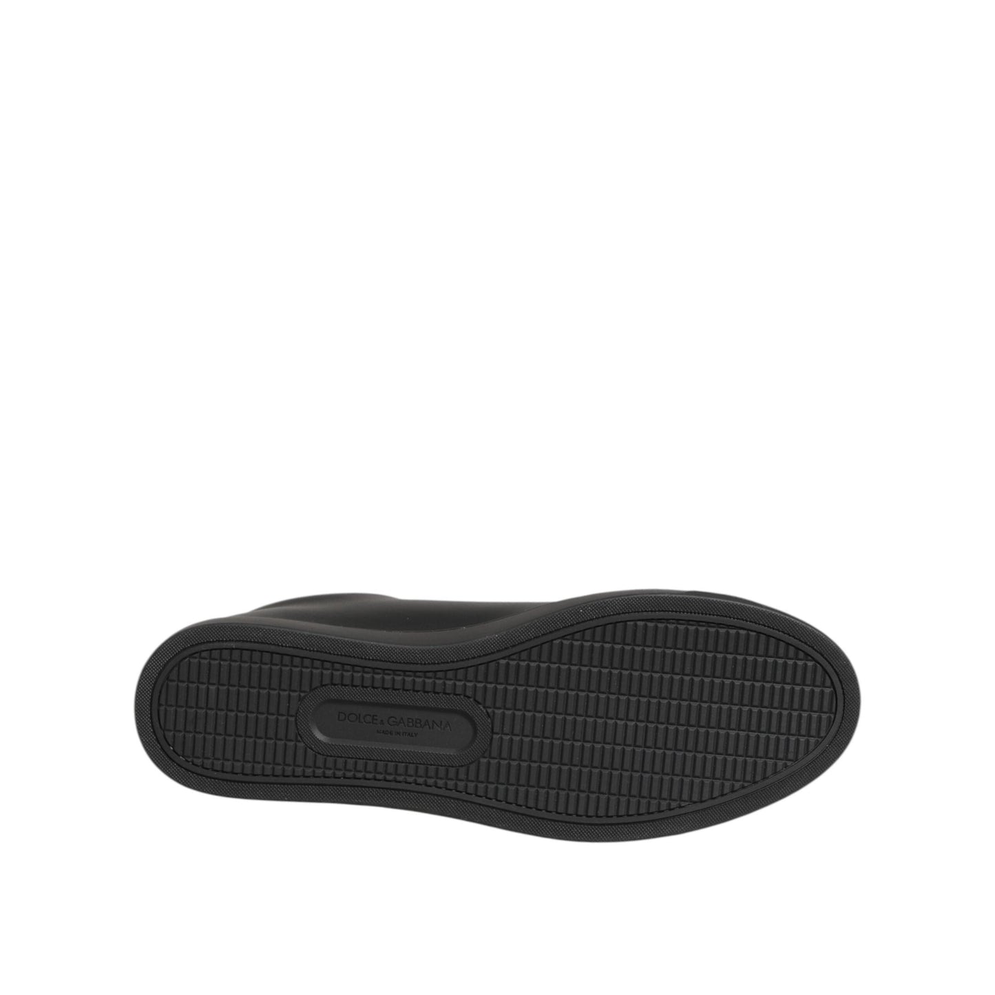 Dolce & Gabbana Black Leather Crystal Heart Sneakers Shoes