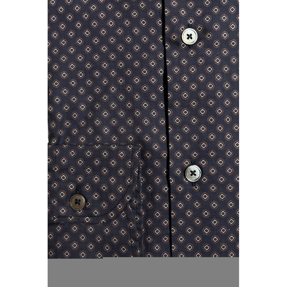 Bagutta Blue Cotton Men's Slim Fit Shirt