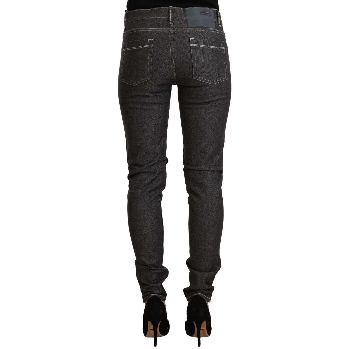 Acht Black Low Waist Skinny Denim Slim Fit Jeans
