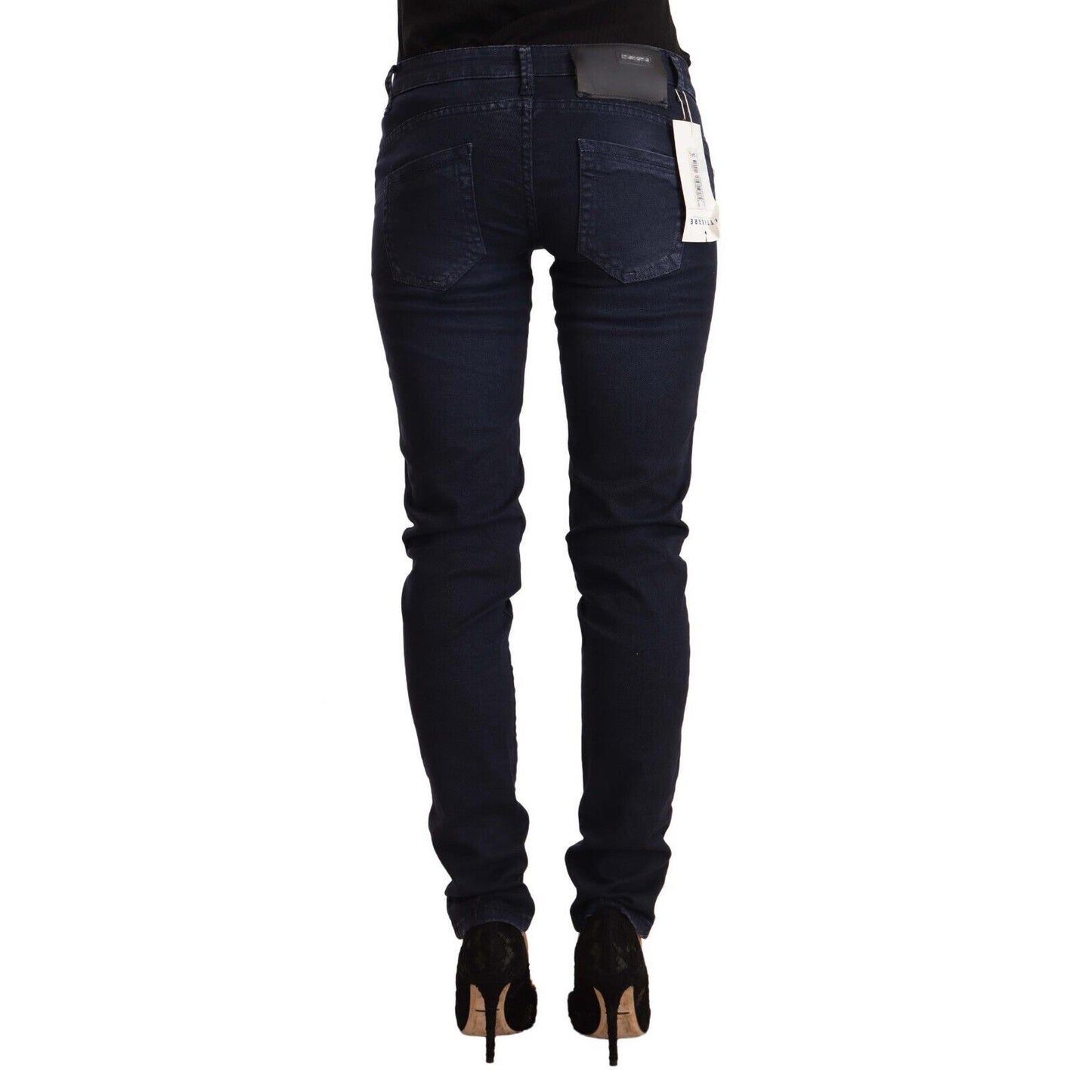Acht Blue Washed Cotton Low Waist Slim Fit Denim Jeans