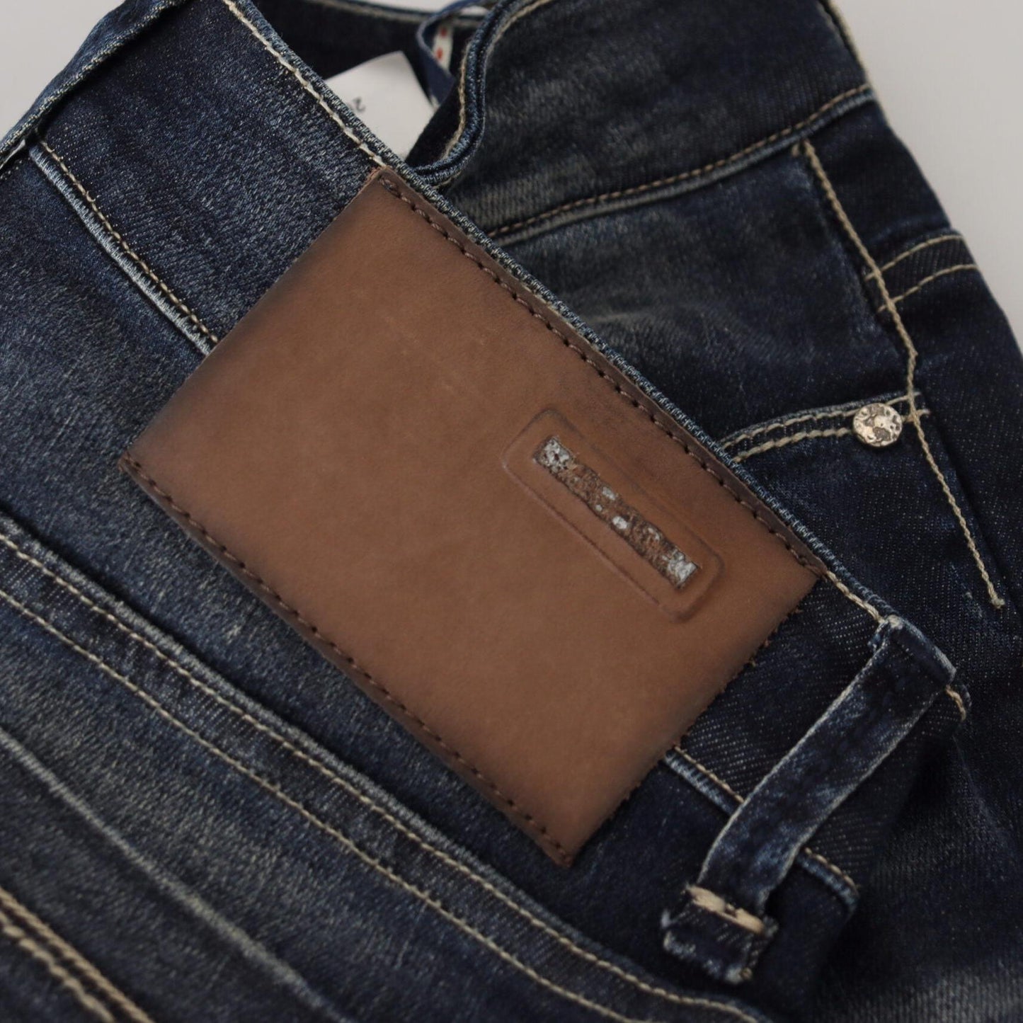 Acht Blue Washed Cotton Slim Fit Women Denim Jeans