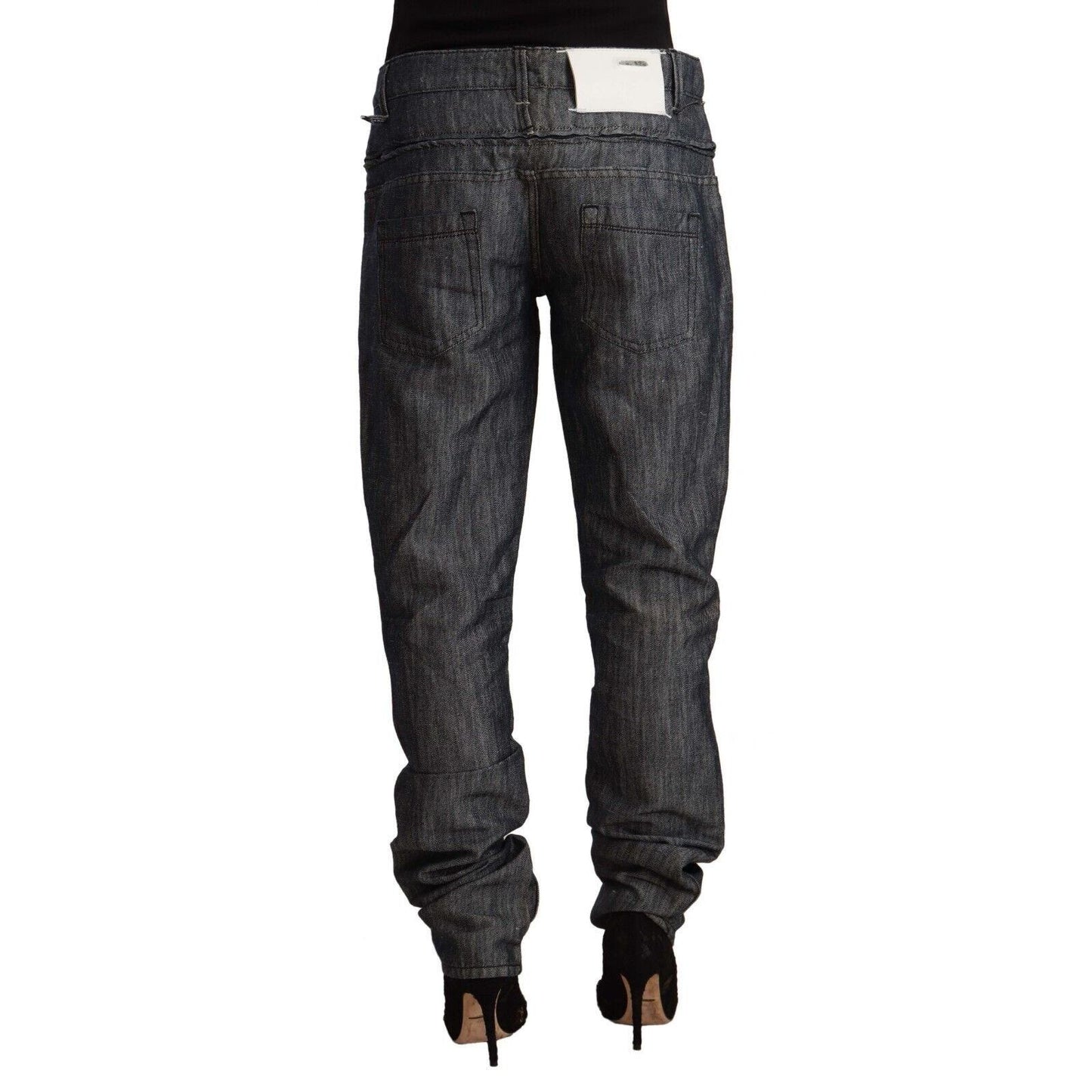 Acht Dark Gray Ramie Mid Wide Waist Straight Denim Jeans