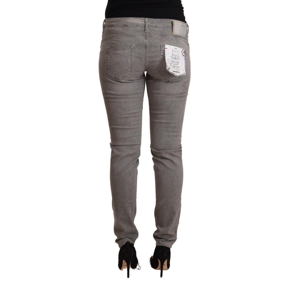 Acht Gray Cotton Low Waist Skinny Push Up Denim Jeans