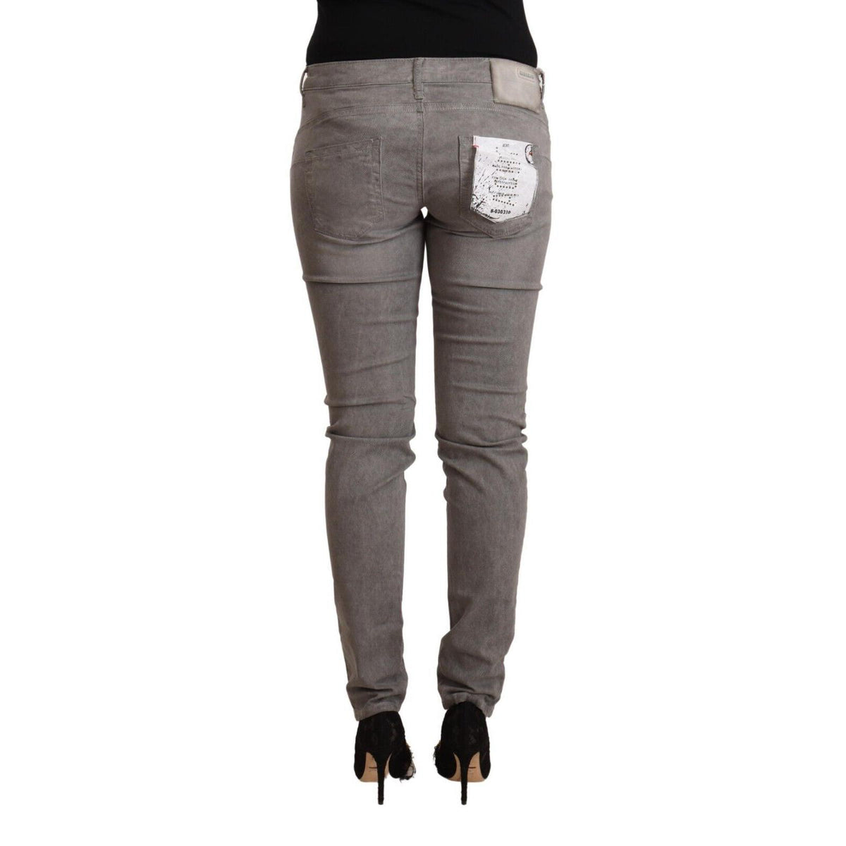 Acht Gray Cotton Low Waist Skinny Push Up Denim Jeans