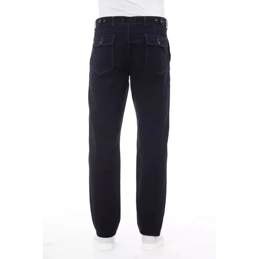 Alpha Studio Blue Cotton Men Pant
