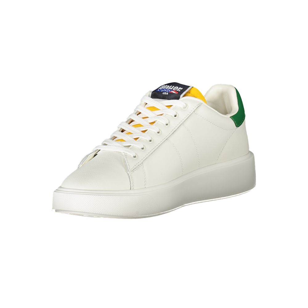 Blauer White Leather Men Sneakers