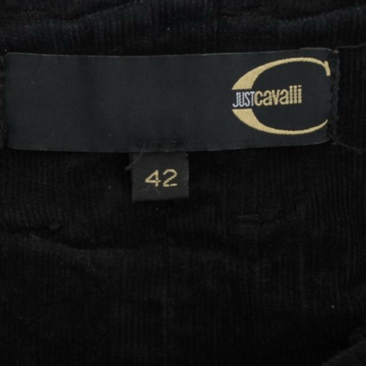 Cavalli Black Corduroy Pencil Skirt