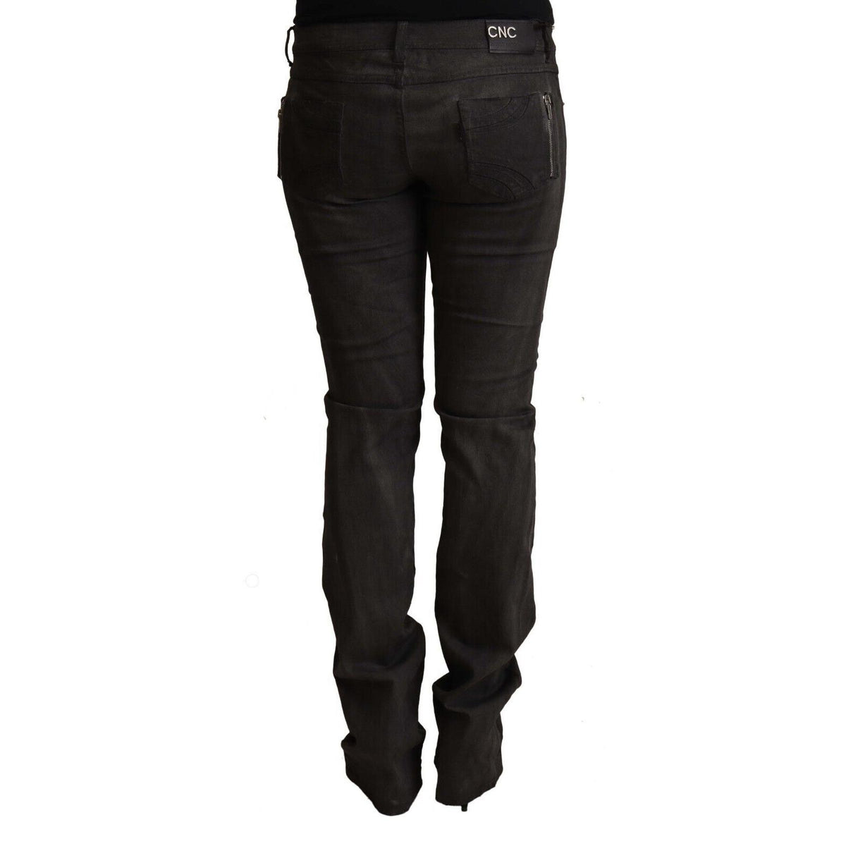 Costume National Black Cotton Mid Waist Skinny Pants