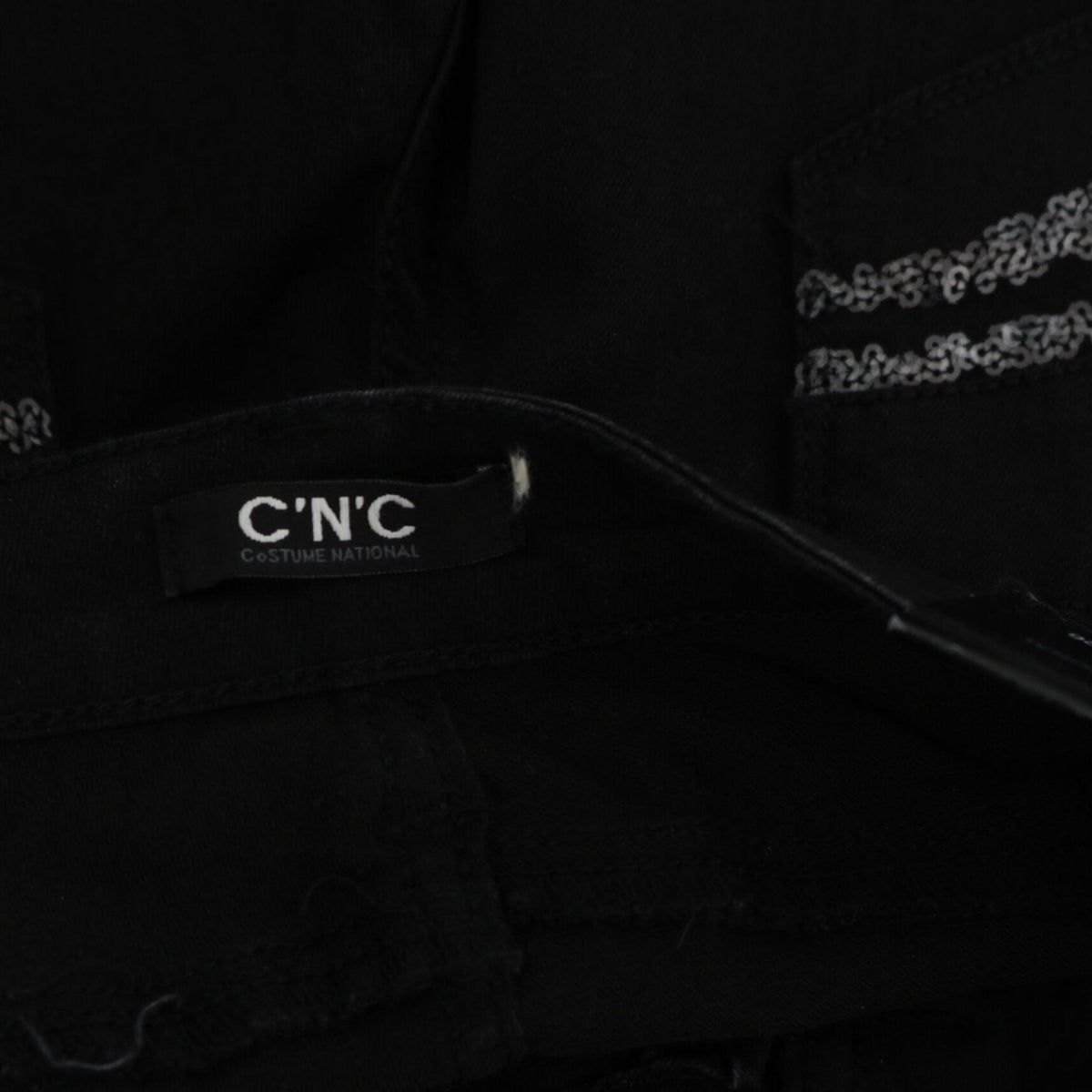 Costume National Black Sequined Mid Waist Slim Fit Denim Jeans