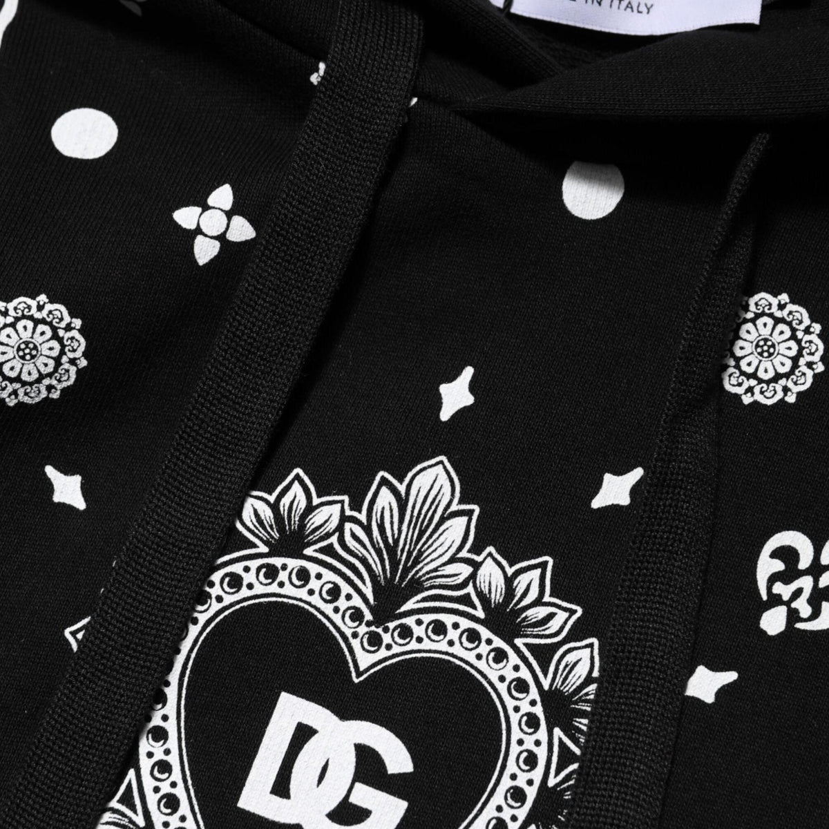 Dolce & Gabbana Black Bandana Hooded Men Sweatshirt Sweater