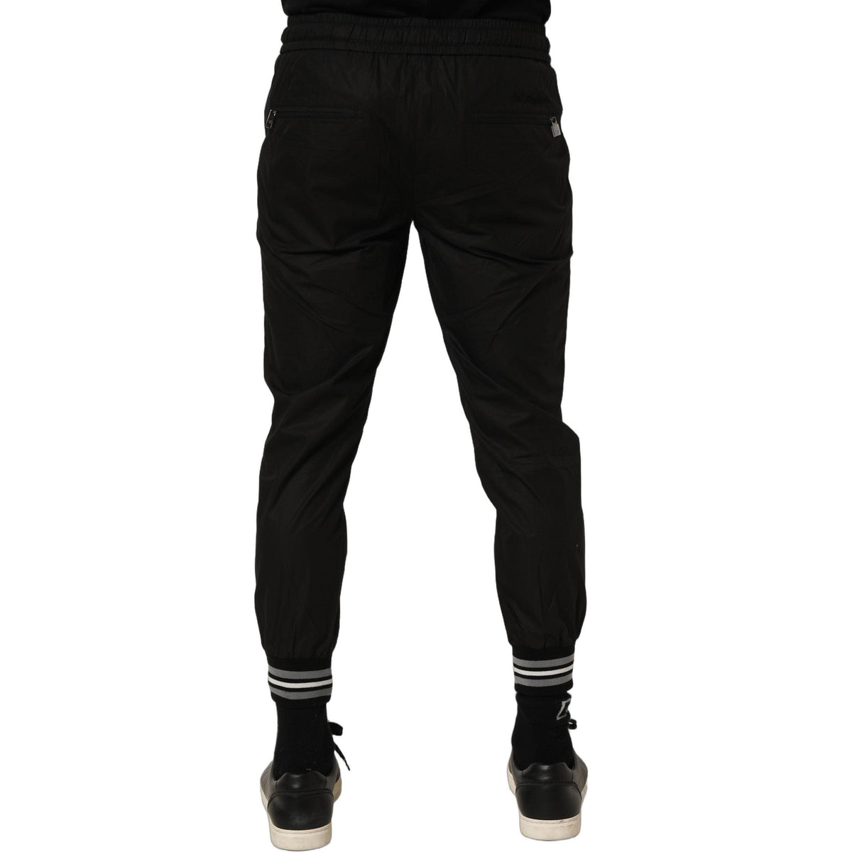 Dolce & Gabbana Black Cotton Mid Waist Jogger Sweatpants Pants