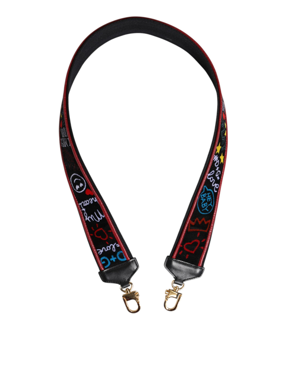 Dolce & Gabbana Black Cotton Printed Women Bag Accessory Shoulder Strap