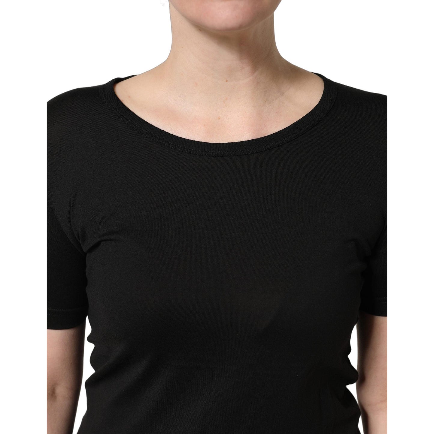 Dolce & Gabbana Black Cotton Round Neck Short Sleeves T-Shirt