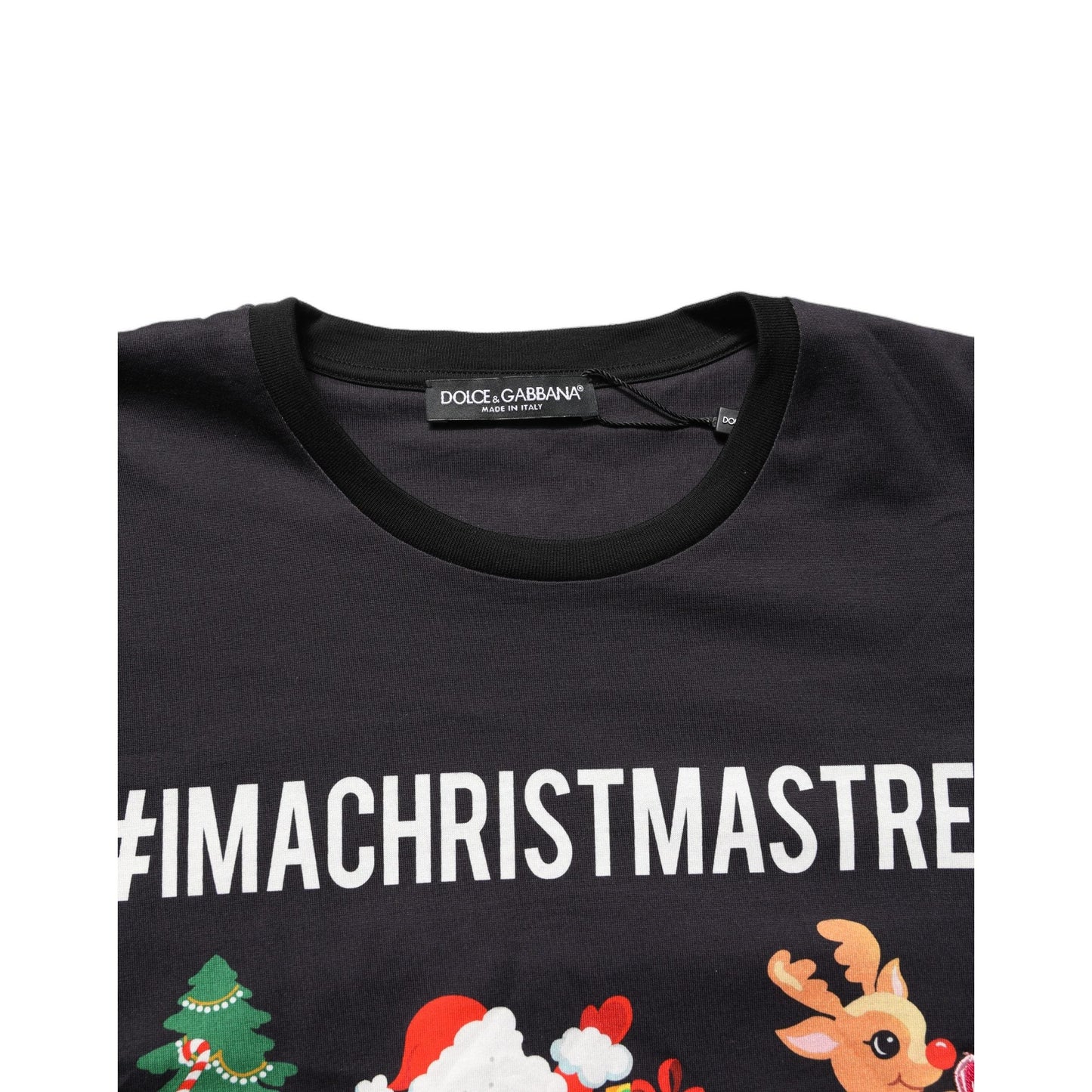 Dolce & Gabbana Black #IAMACHRISTMASTREE Print Cotton T-shirt