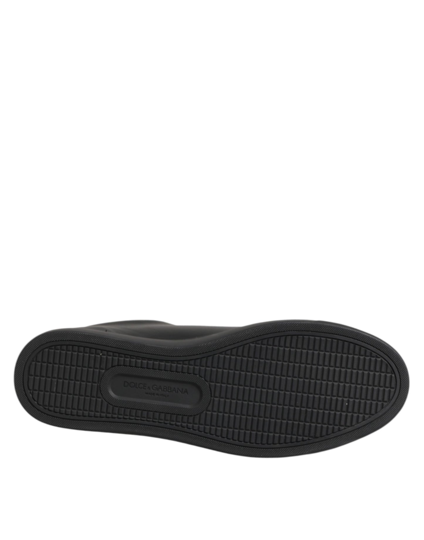 Dolce & Gabbana Black Leather Crystal Heart Low Top Sneakers Shoes