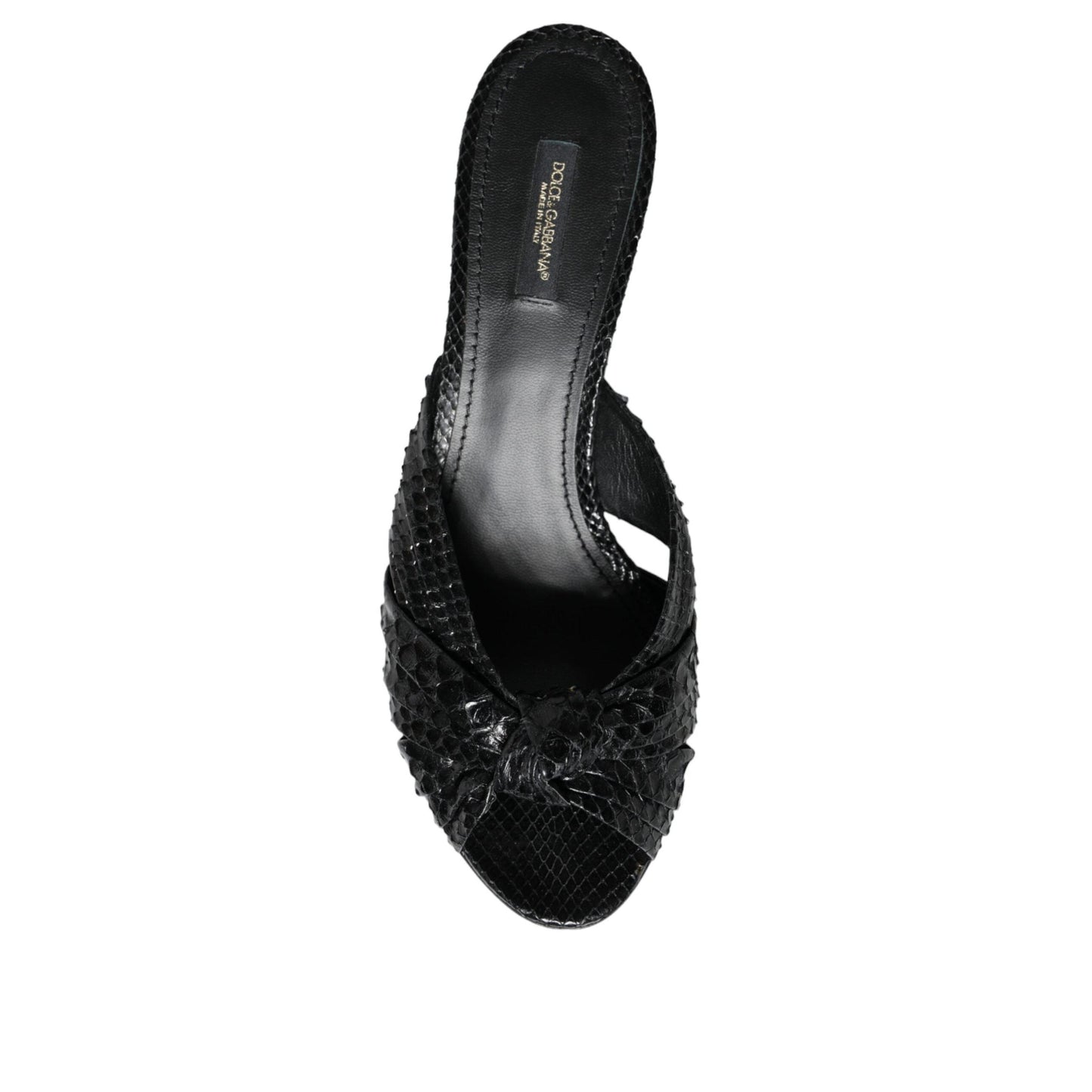 Dolce & Gabbana Black Leather Heels Slides Sandals Shoes