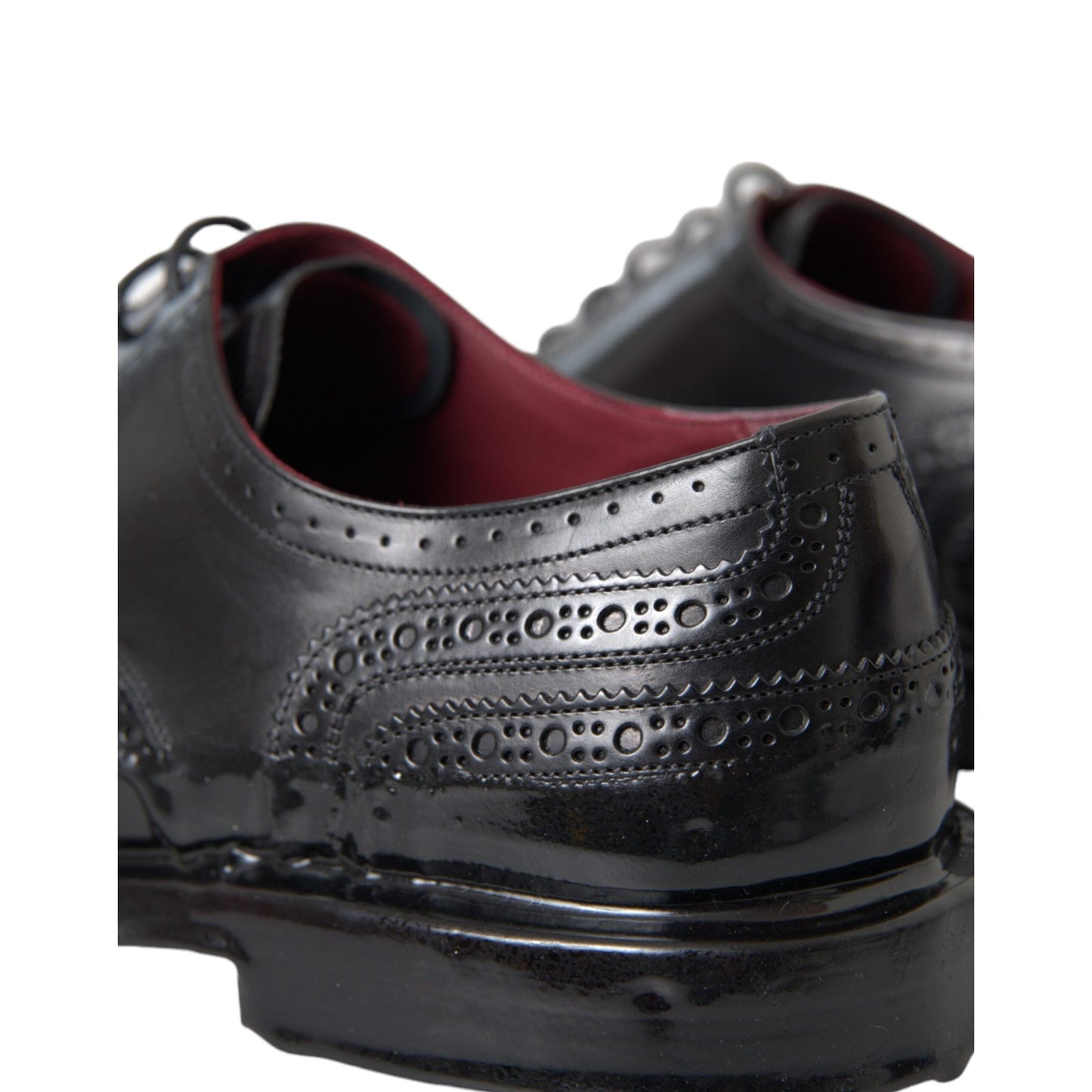 Dolce & Gabbana Black Leather Oxford Wingtip Formal Men Shoes