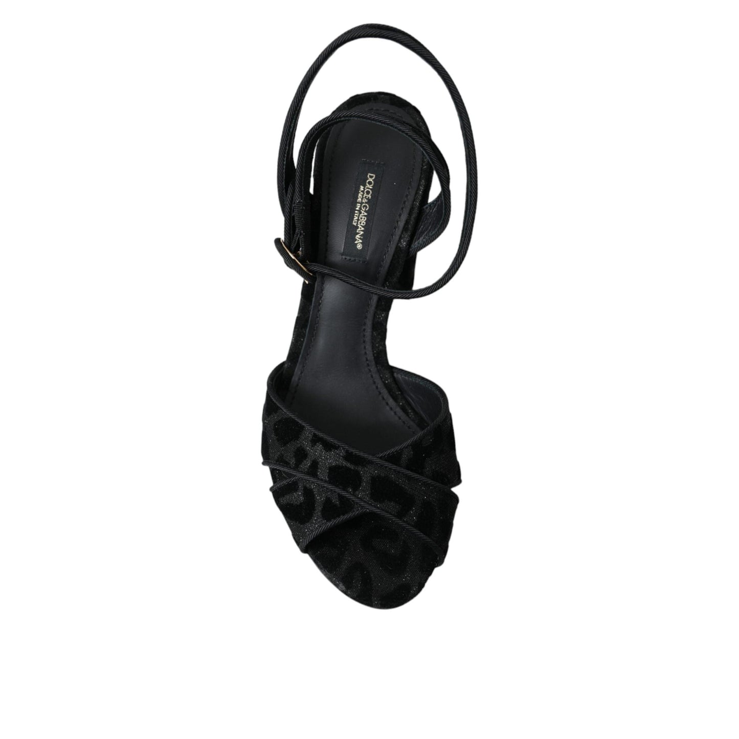 Dolce & Gabbana Black Leopard Suede Heels Sandals Shoes