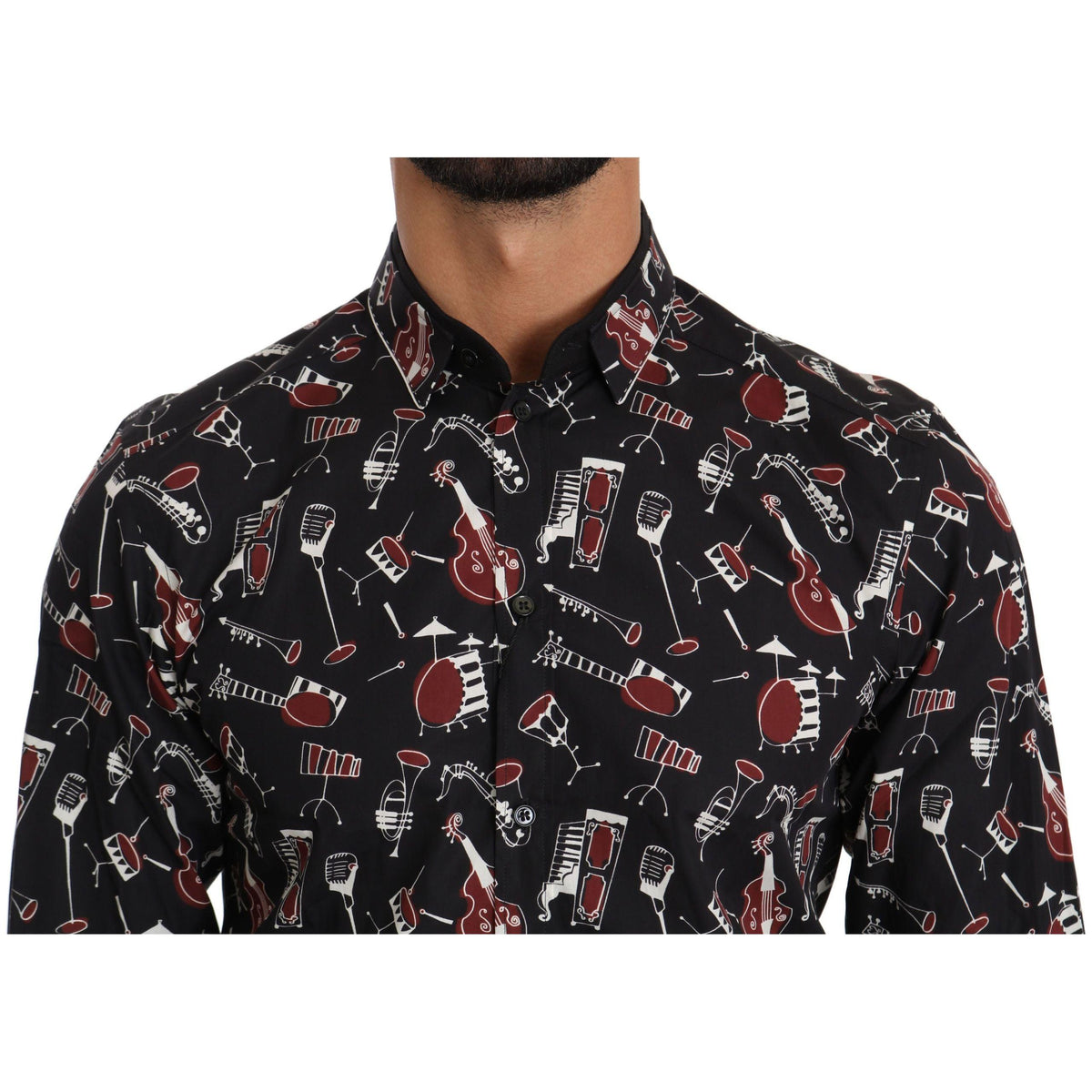Dolce & Gabbana Black Musical Instrument Slim fit Shirt