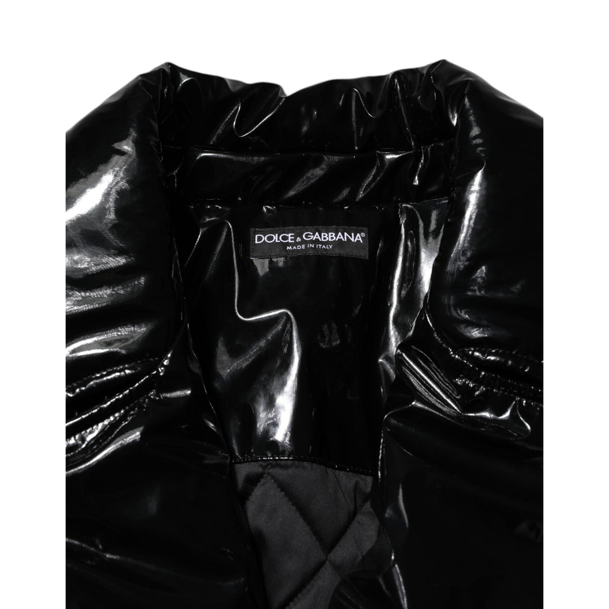Dolce & Gabbana Black Polyester Quilted Puffer Coat Jacket