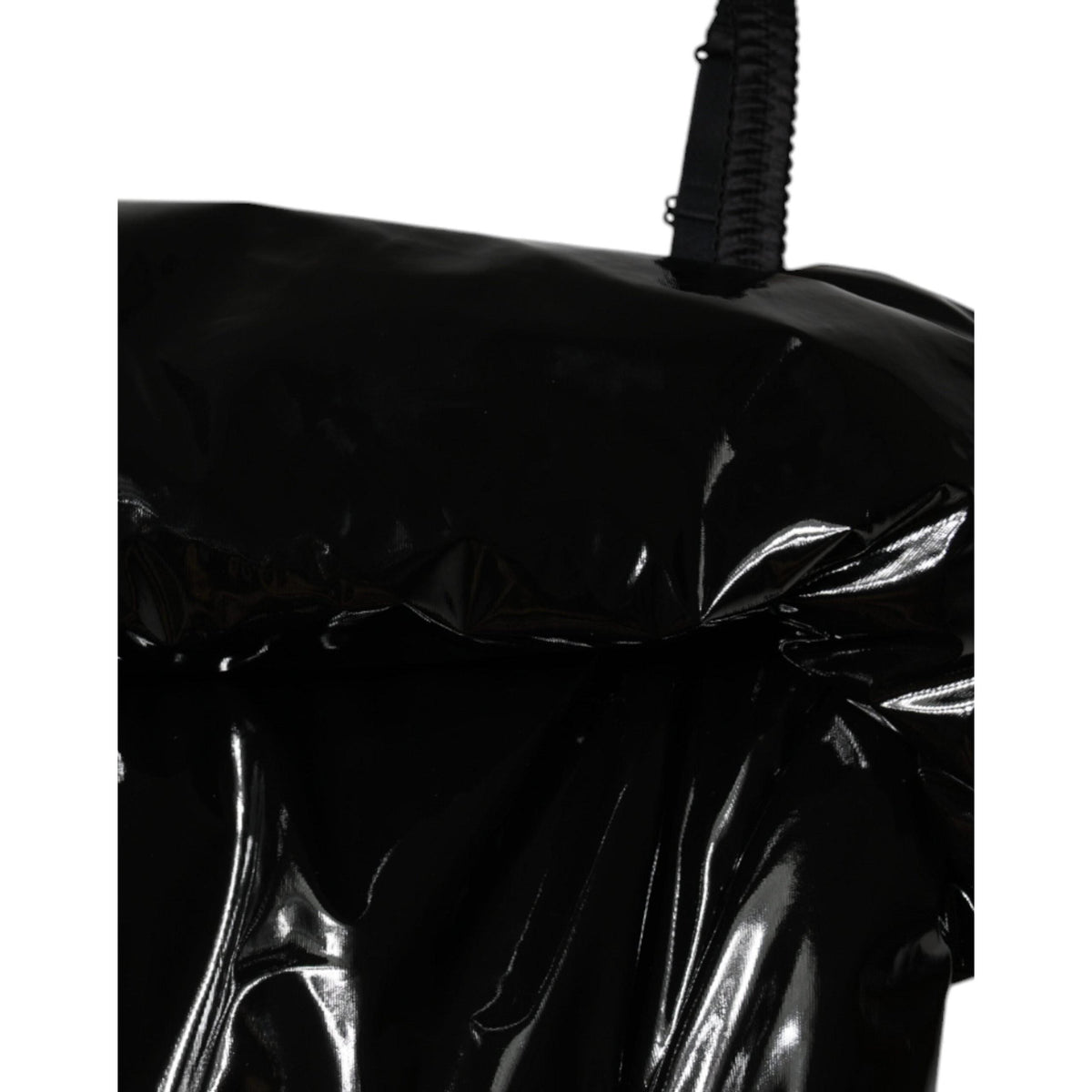 Dolce & Gabbana Black Polyester Ruched Coated Mini Dress
