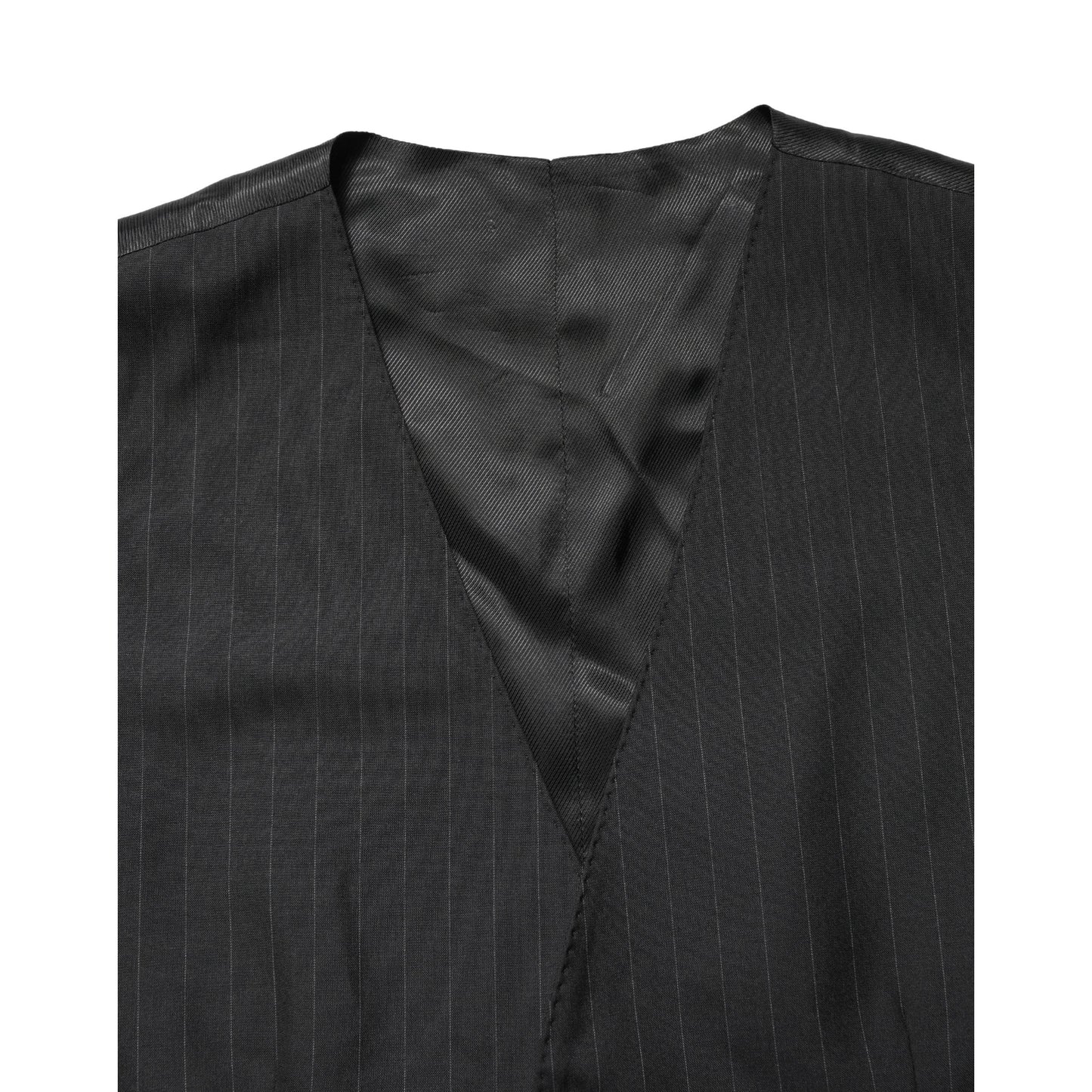 Dolce & Gabbana Black Stripe Single Breasted Waistcoat Vest