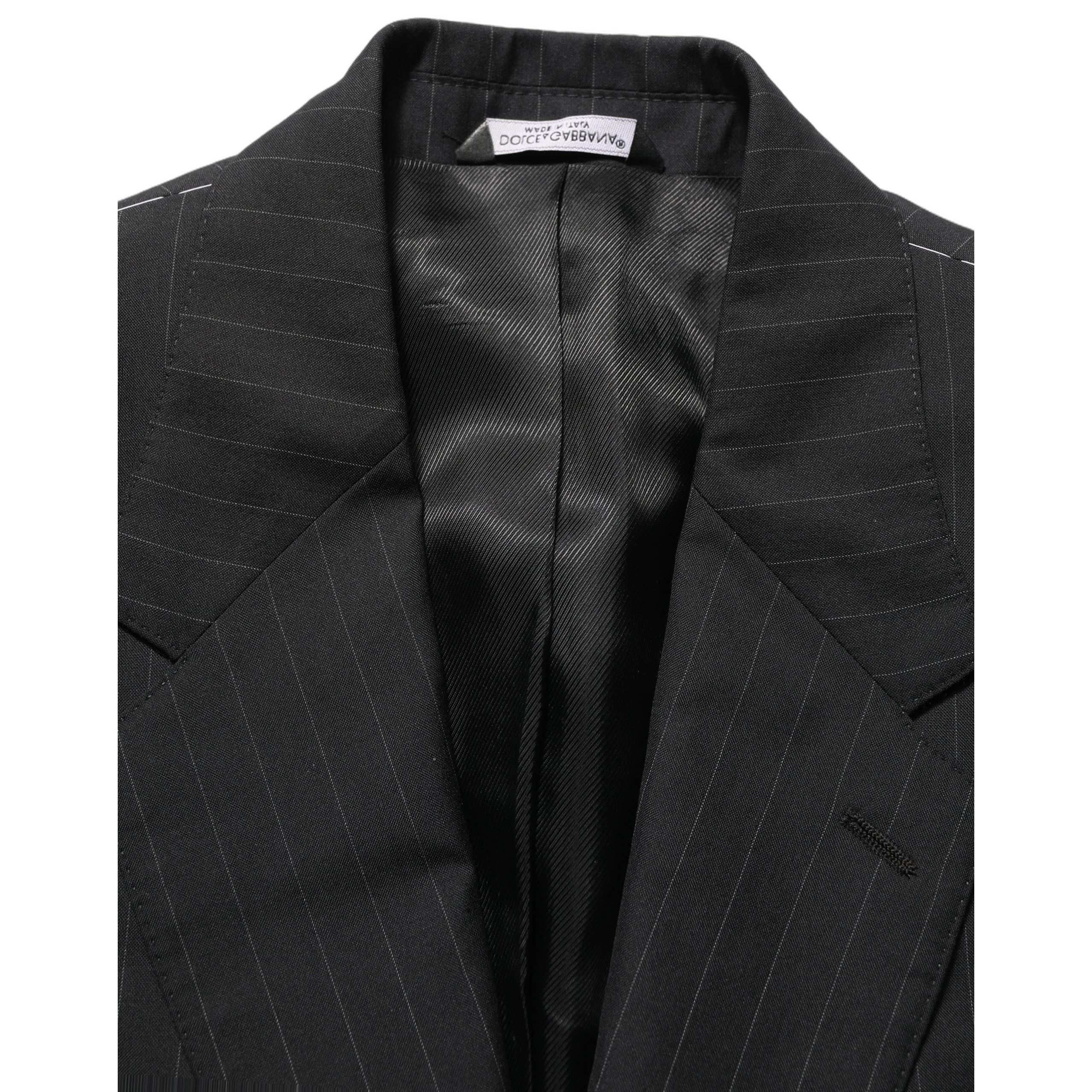 Dolce & Gabbana Black Stripes Wool Single Breasted Blazer