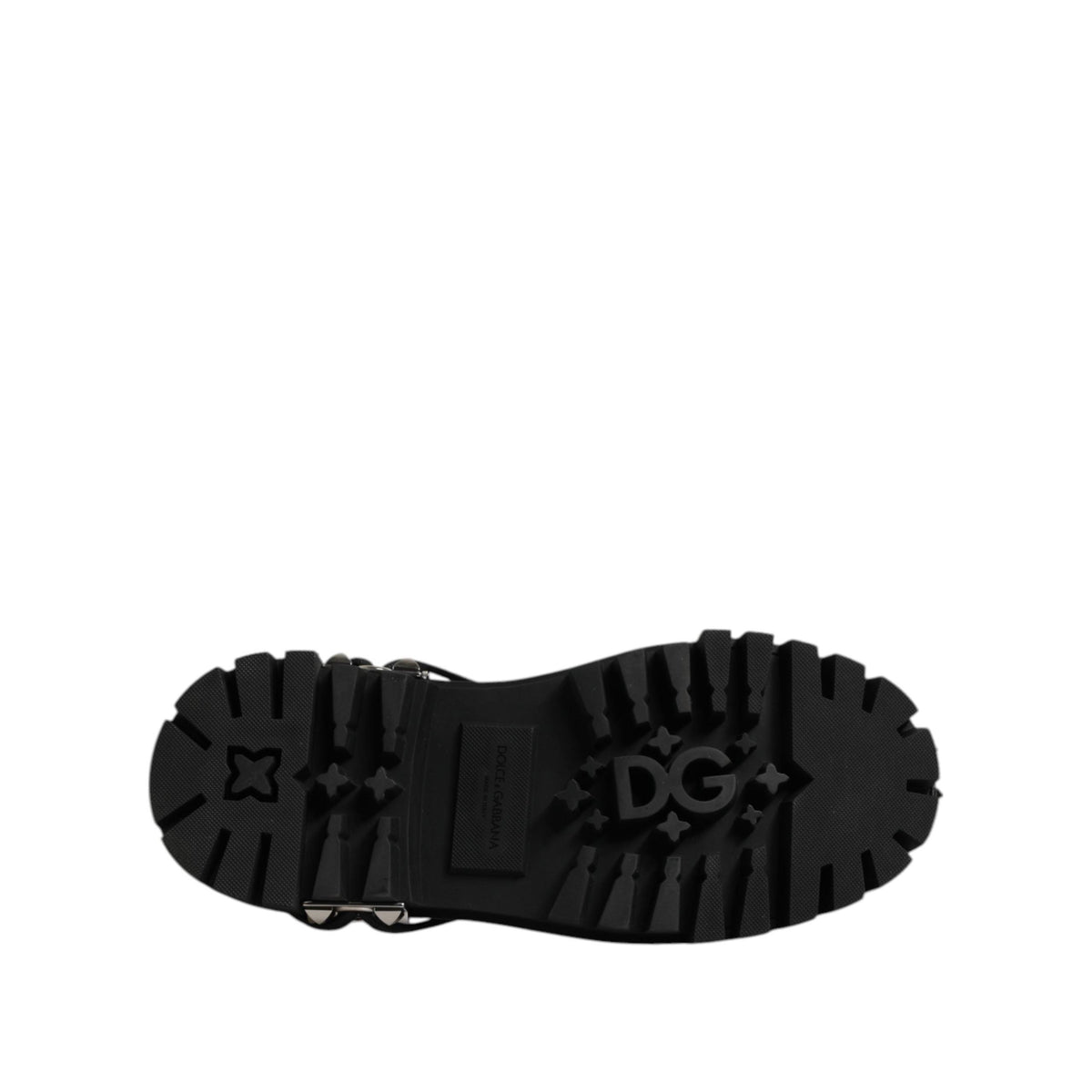 Dolce & Gabbana Black Studded Leather Hi-Trekking Derby Men Shoes
