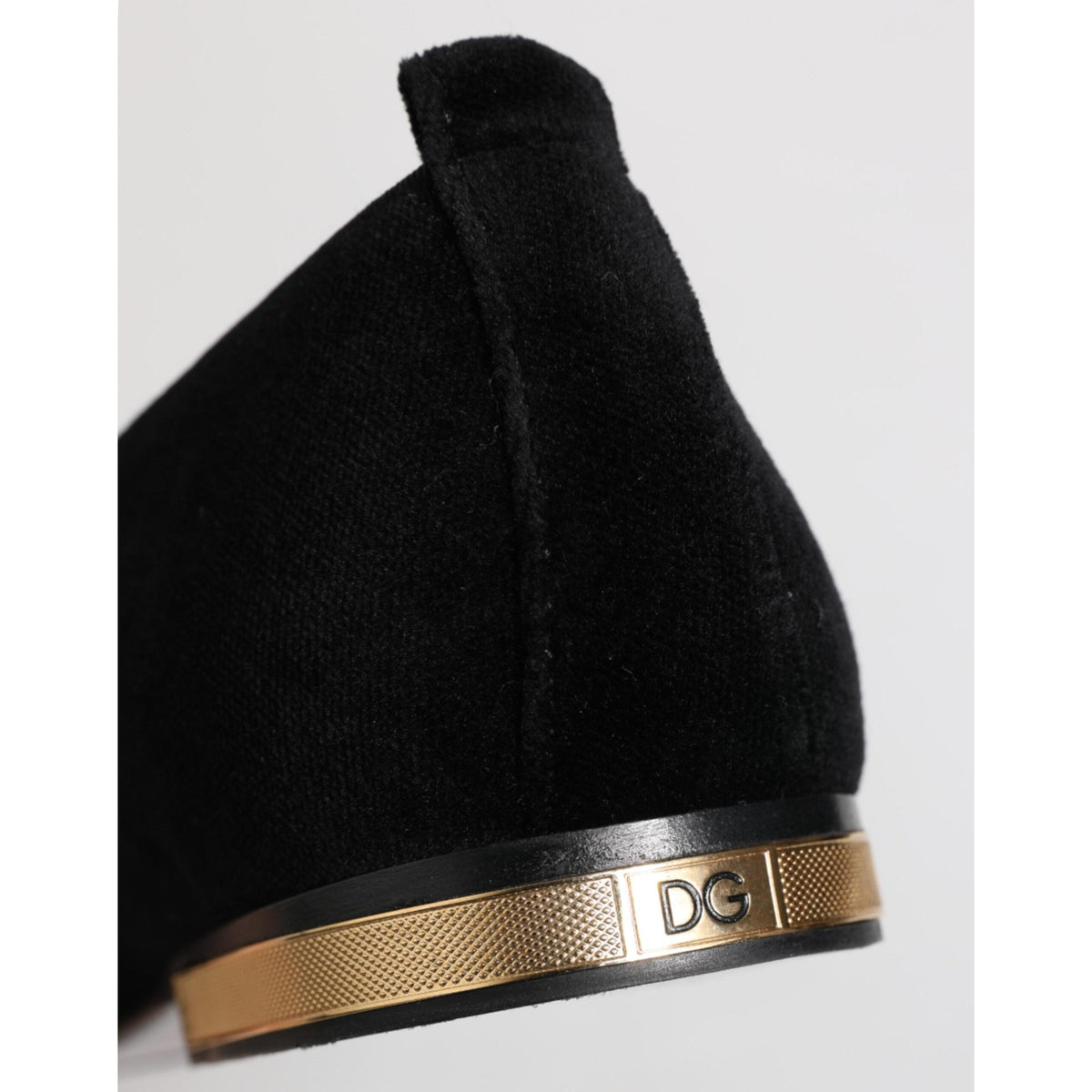 Dolce & Gabbana Black VATICANO Crystal Ribbon Slip On Shoes