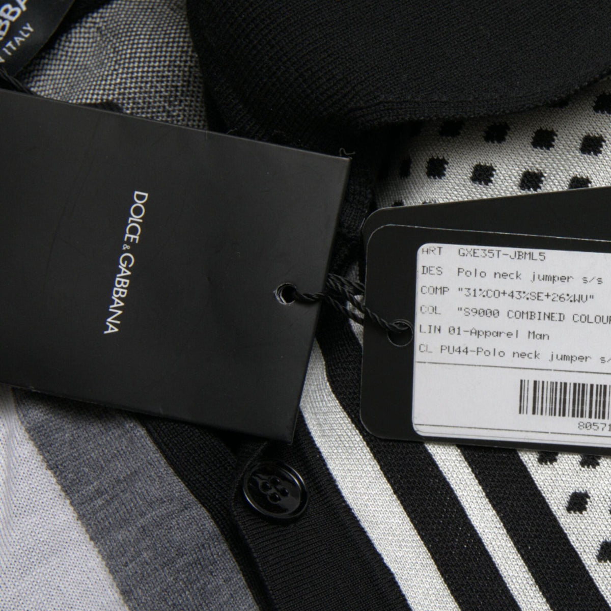 Dolce & Gabbana Black White Jumper Cardigan Polo Sweater