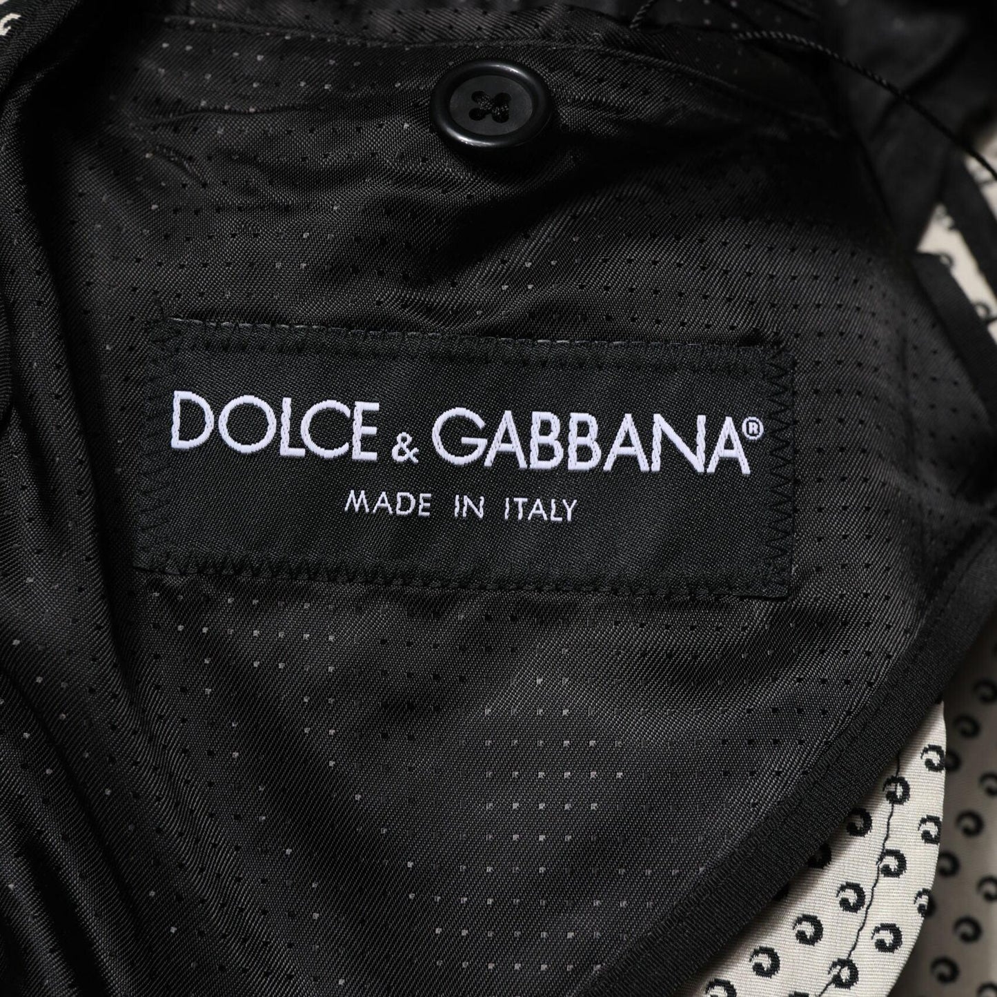 Dolce & Gabbana Black White Patterned Men Suit Coat Blazer